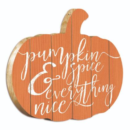 17" Orange and Ivory "Pumpkin Spice and Everything Nice" Hanging Thanksgiving Wall Decor alternate image