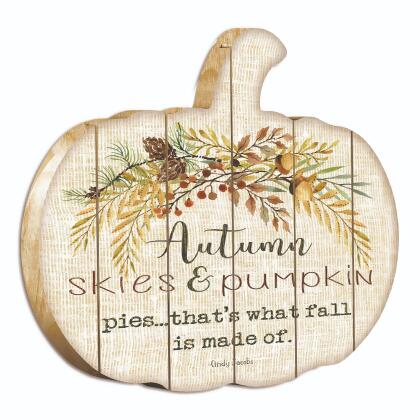 17" Ivory and Brown Autumn Skies Hanging Pumpkin Thanksgiving Wall Decor alternate image