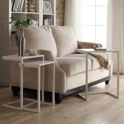 Set of 3 White Nesting Tables with Mango Wood Top 23.5" alternate image