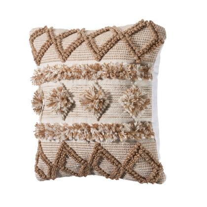 20" Beige and White Geometric Square Throw Pillow alternate image