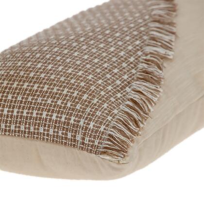 24" Beige and Brown Woven Rectangular Throw Pillow alternate image