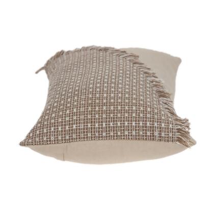 24" Beige and Brown Woven Rectangular Throw Pillow alternate image