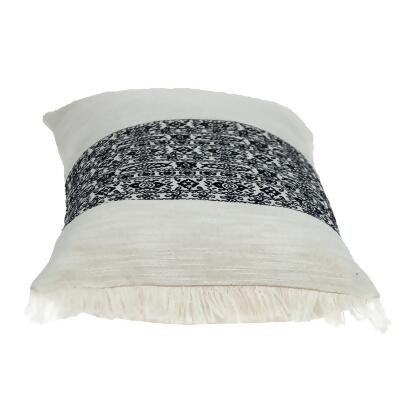 24" White and Black Geometric Rectangular Throw Pillow alternate image