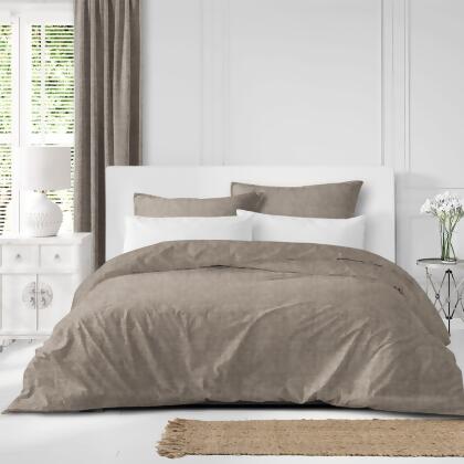 Set of 3 Natural Brown Solid Comforter with Pillow Shams - Full alternate image