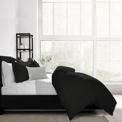 Set of 3 Black Solid Comforter with Pillow Shams - Full Size alternate image