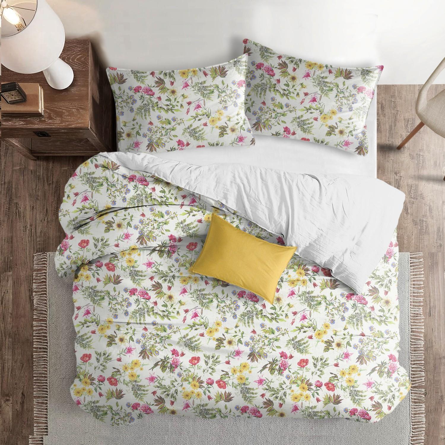 Set of 3 White and Pink Floral Comforter with Pillow Shams - King Size alternate image