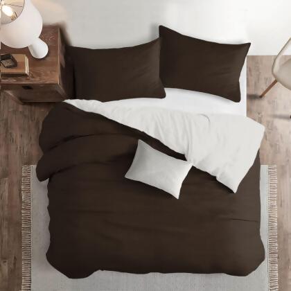 Set of 3 Chocolate Brown Solid Comforter with Pillow Shams - Full Size alternate image