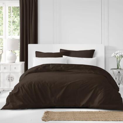 Set of 3 Chocolate Brown Solid Comforter with Pillow Shams - Full Size alternate image