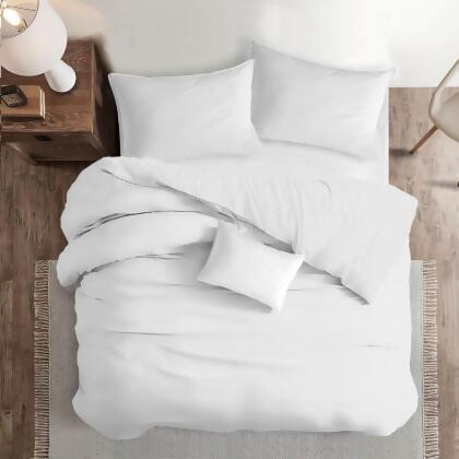 Set of 3 White Solid Comforter with Pillow Shams - Full Size alternate image