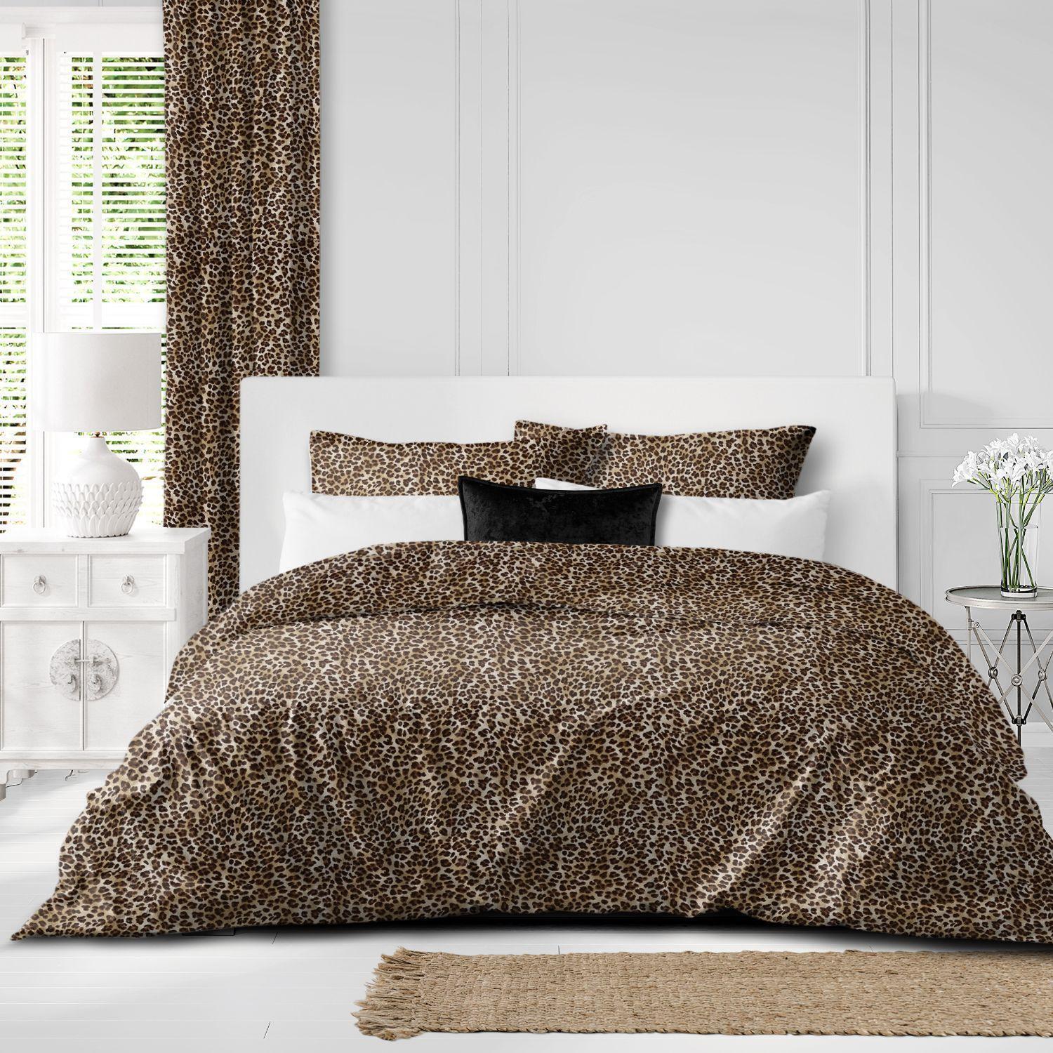 Set of 3 Black and Brown Leopard Print Comforter with Pillow Shams - Queen Size alternate image