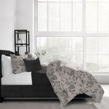 Set of 3 Tan and Black Sketched Alpine Comforter with Pillow Shams - Full Size alternate image