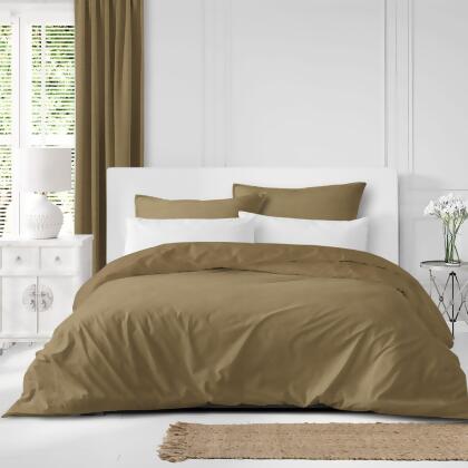 Set of 3 Gold Solid Duvet Cover with Pillow Shams - King Size alternate image