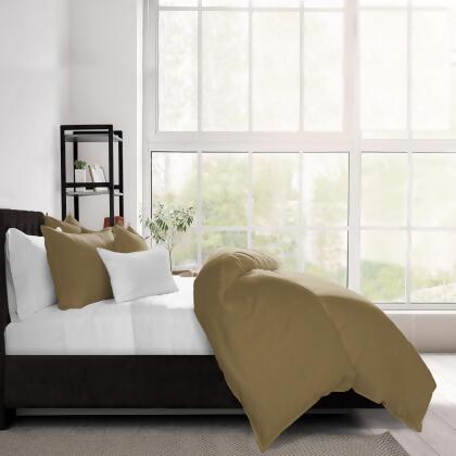 Set of 3 Gold Solid Duvet Cover with Pillow Shams - King Size alternate image