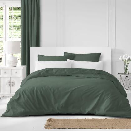 Set of 3 Green Solid Comforter with Pillow Shams - King Size alternate image