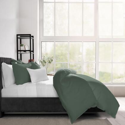 Set of 3 Green Solid Comforter with Pillow Shams - King Size alternate image