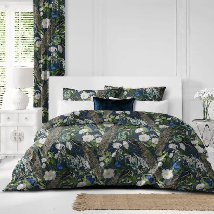 Set of 3 Blue and Green Peacock Print Comforter with Pillow Shams - Super King Size alternate image