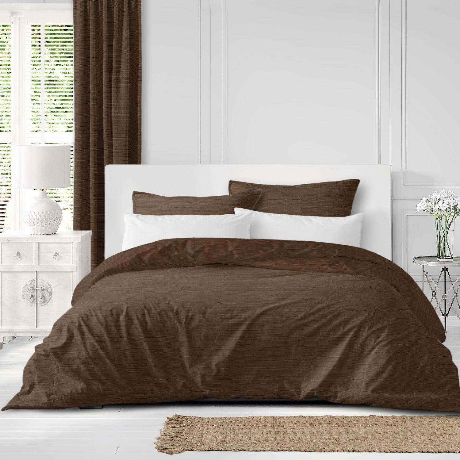 Set of 3 Walnut Brown Solid Comforter with Pillow Shams - King Size alternate image