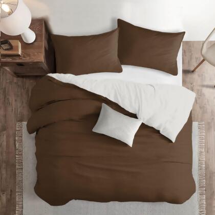 Set of 3 Walnut Brown Solid Comforter with Pillow Shams - Full Size alternate image