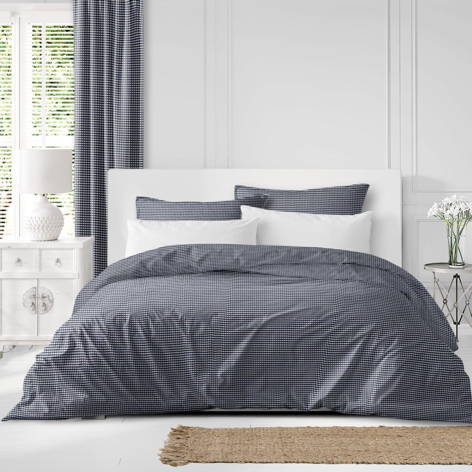 Set of 3 Indigo Blue and White Checkered Comforter with Pillow Shams - King alternate image