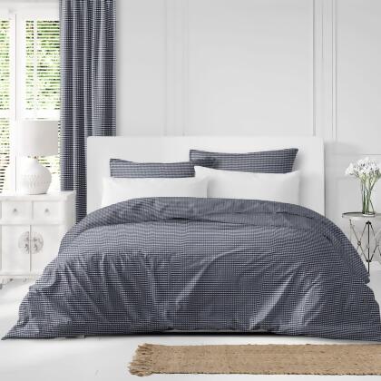 Set of 3 Indigo Blue and White Checkered Duvet Cover with Pillow Shams - King alternate image