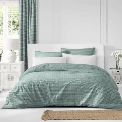 Set of 3 Blue and White Checkered Comforter with Pillow Shams - Full alternate image