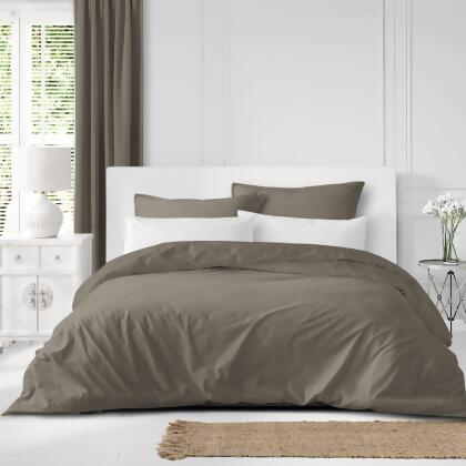 Set of 3 Beige Solid Duvet Cover with Pillow Shams - Queen Size alternate image
