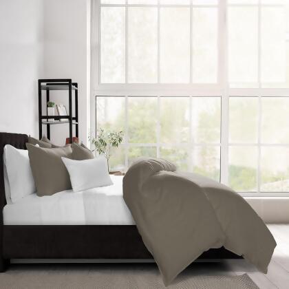 Set of 3 Beige Solid Duvet Cover with Pillow Shams - Queen Size alternate image