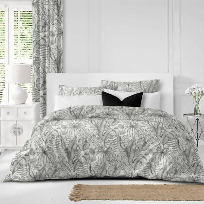 Set of 3 Black and White Tropical Leaves Comforter with Pillow Shams - Full Size alternate image