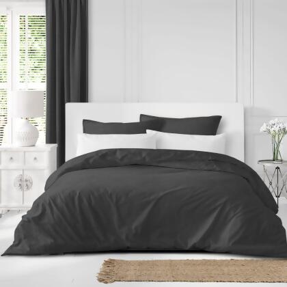 Set of 3 Charcoal Black Solid Comforter with Pillow Shams - California King Size alternate image