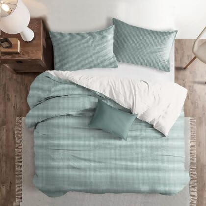 Set of 3 Blue and White Checkered Comforter with Pillow Shams - King alternate image