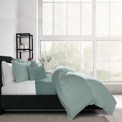 Set of 3 Blue and White Checkered Comforter with Pillow Shams - King alternate image
