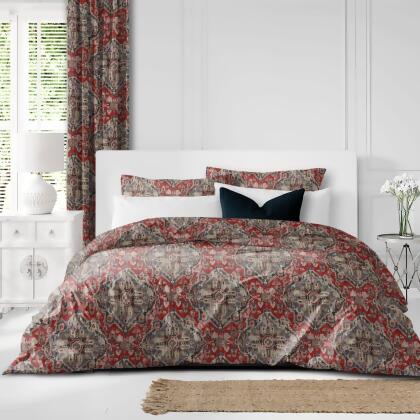 Set of 3 Red and Gray Damask Comforter with Pillow Shams - Super Queen Size alternate image