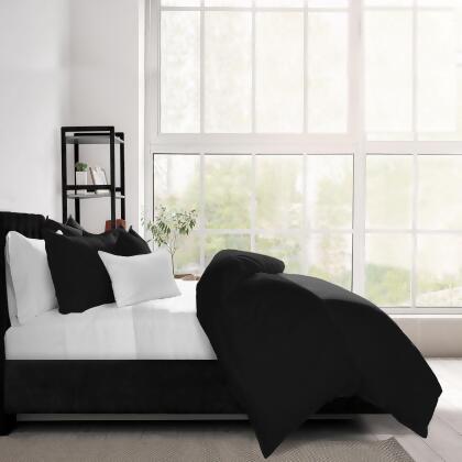 Set of 3 Black Solid Comforter with Pillow Shams - Super Queen alternate image