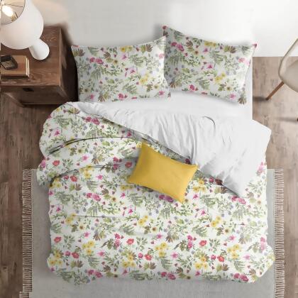 Set of 3 White and Pink Floral Comforter with Pillow Shams - Full Size alternate image