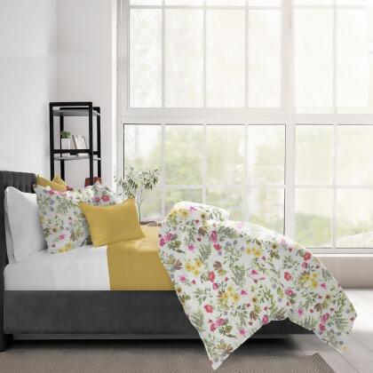 Set of 3 White and Pink Floral Comforter with Pillow Shams - Full Size alternate image