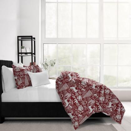 Set of 3 Red and White Winter Woodland Comforter with Pillow Shams - Full Size alternate image