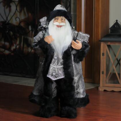 24" Silver and Black Santa Claus with Gifts Christmas Figure alternate image