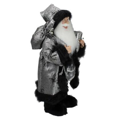 24" Silver and Black Santa Claus with Gifts Christmas Figure alternate image