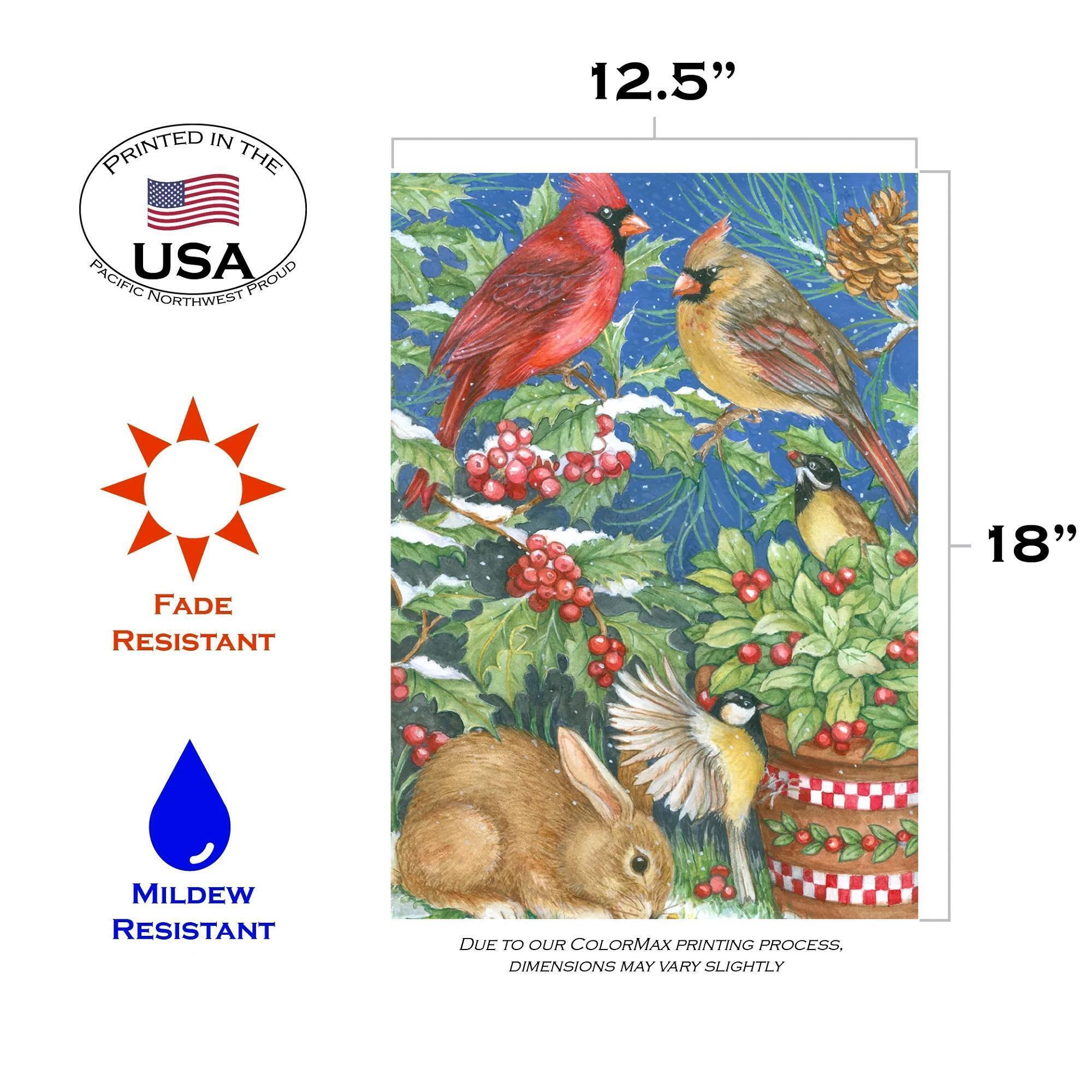 Woodland Animals Holiday Feast Christmas Outdoor Garden Flag 18" x 12.5" alternate image
