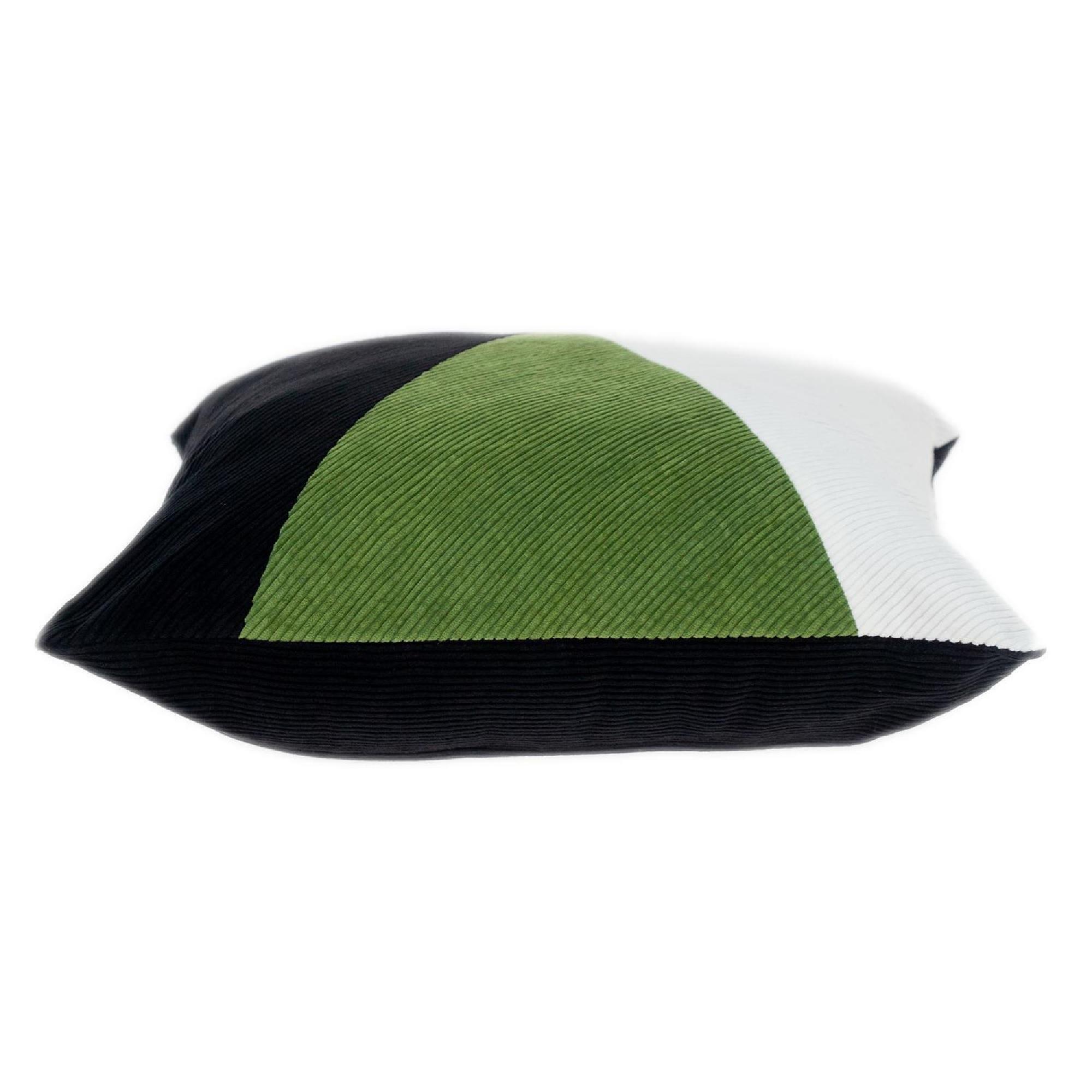 20" Moss Green and Black Color Block Square Throw Pillow alternate image