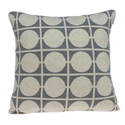 20" Tan and Gray Geometric Circles with Lines Knitted Square Throw Pillow alternate image
