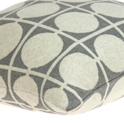 20" Tan and Gray Geometric Circles with Lines Knitted Square Throw Pillow alternate image