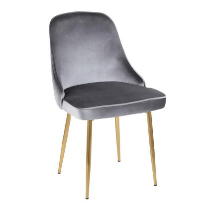 Set of 2 Gold Frame and Gray Velvet Fabric Dining Chair 34” alternate image