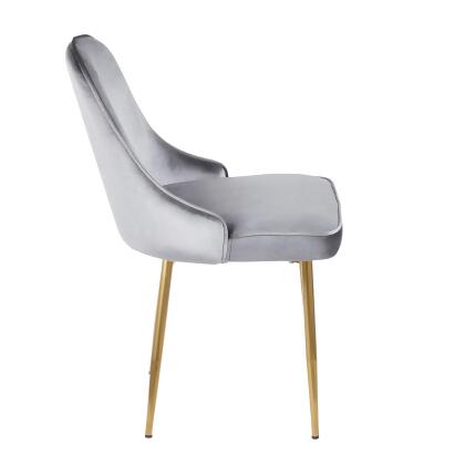 Set of 2 Gold Frame and Gray Velvet Fabric Dining Chair 34” alternate image