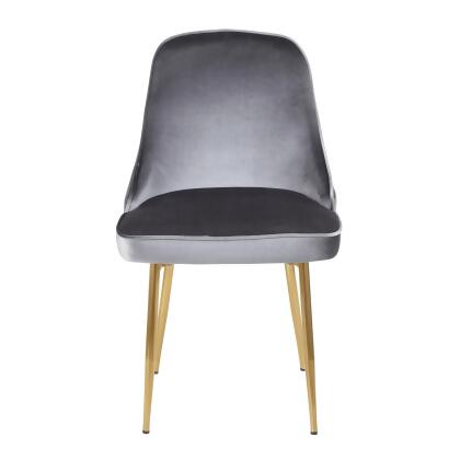 Set of 2 Gold Frame and Gray Velvet Fabric Dining Chair 34” alternate image