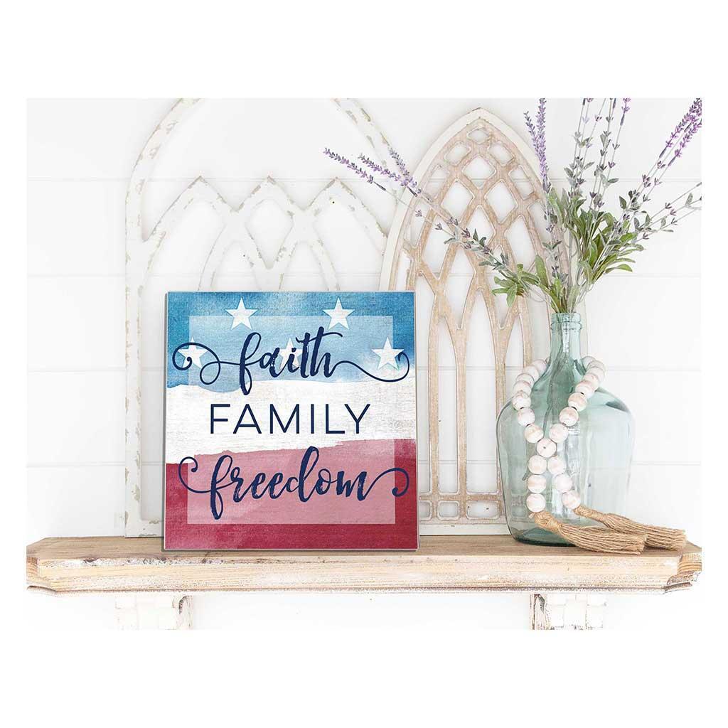 10" Blue and Red "Faith Family Freedom" Wooden Patriotic Sign alternate image