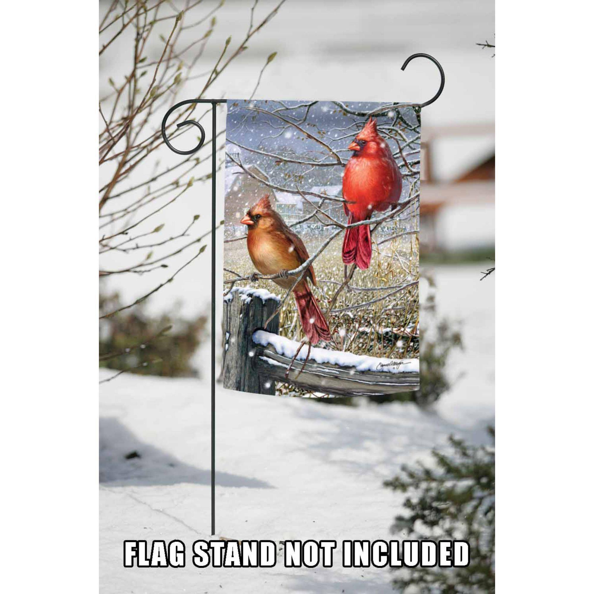 Red and Brown Blizzard Buddies Cardinal Outdoor Garden Flag 18" x 12.5" alternate image