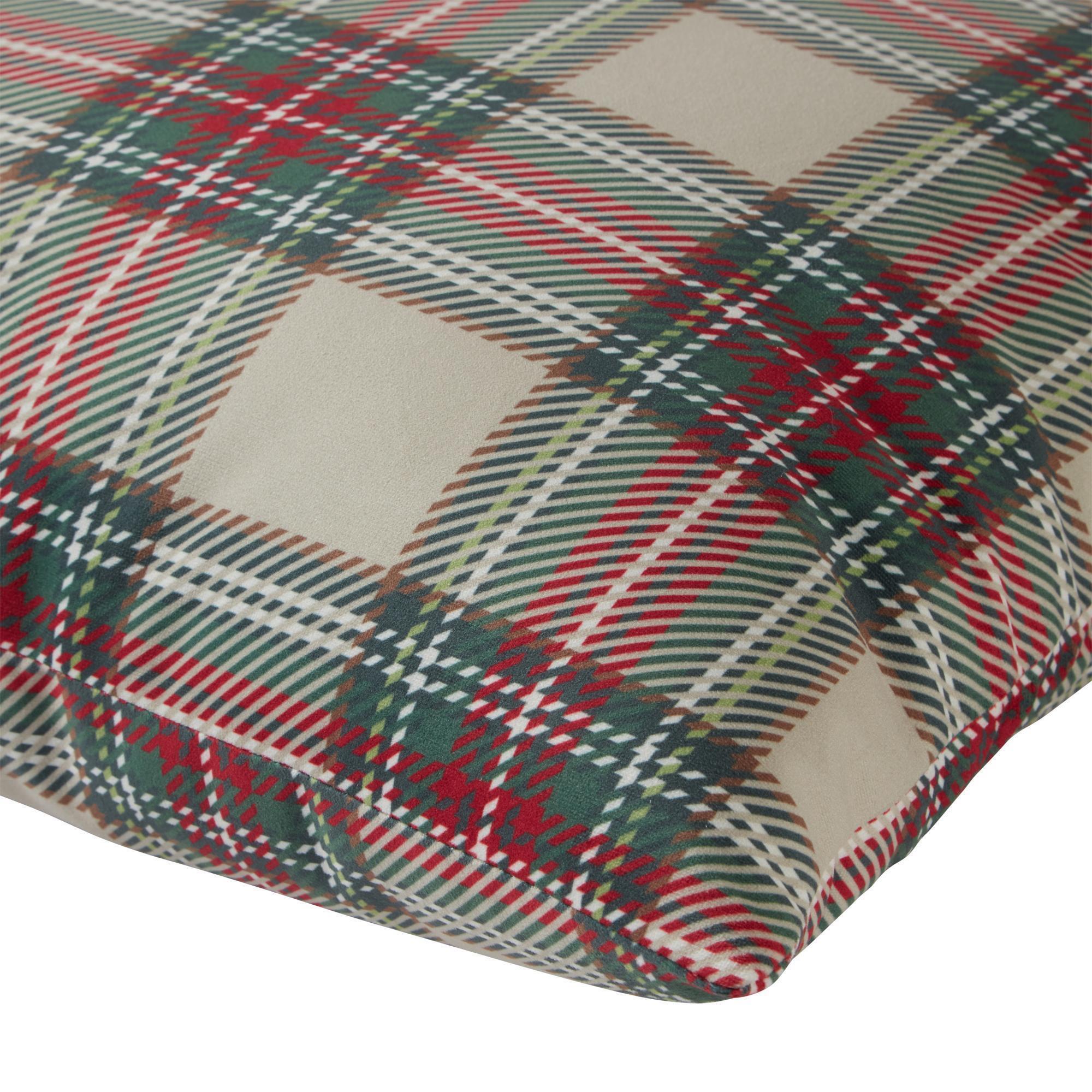 18" Red and White Plaid Christmas Square Throw Pillow alternate image