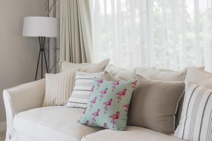 26" x 26" Blue and Pink Flamingo Fanfare Throw Pillow alternate image