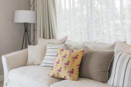 16" x 16" Yellow and Pink Flamingo Fanfare Throw Pillow alternate image